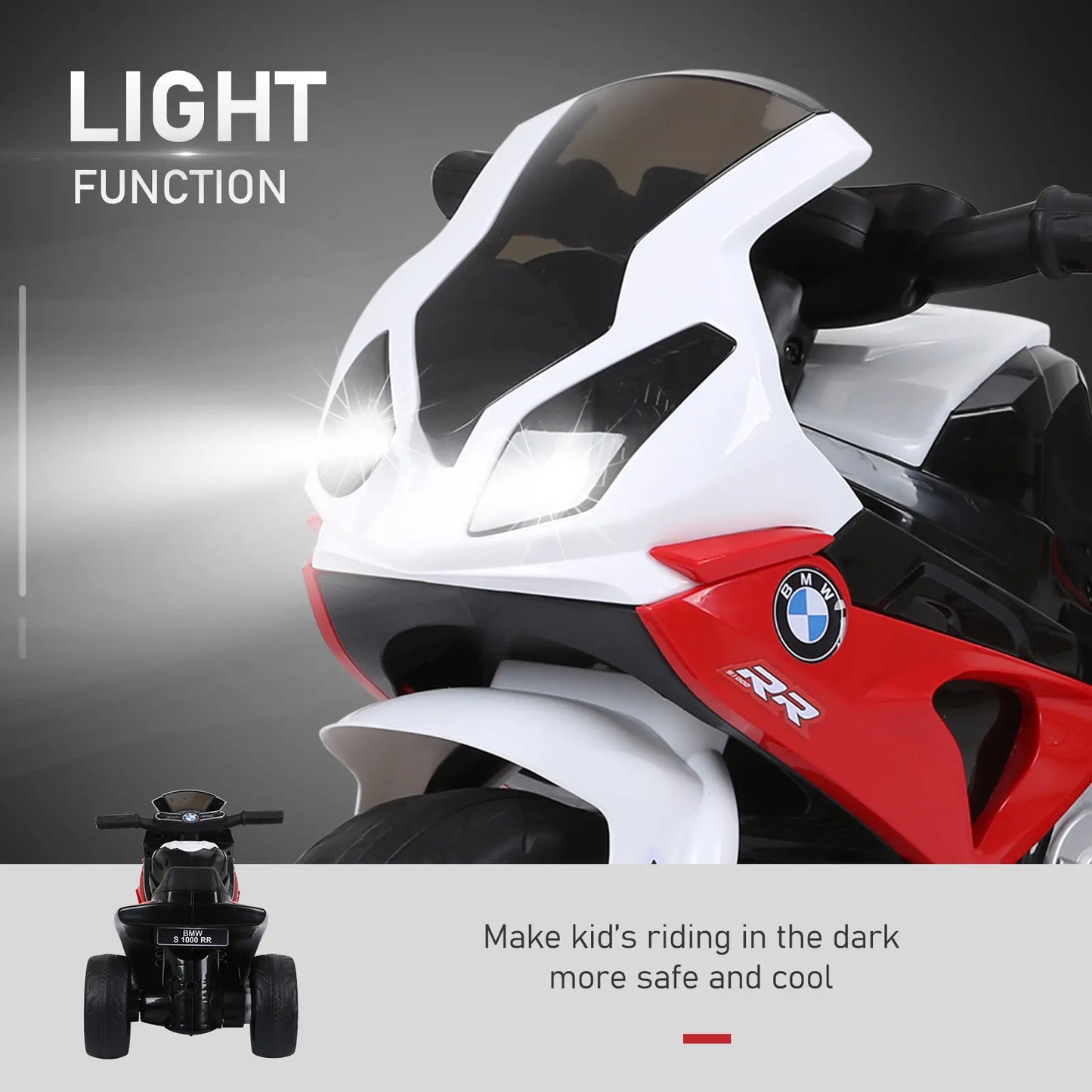 HOMCOM Electric Motorbike for Kids Ride On BMW Motorbike w/ Headlights and Music, 6V - Red