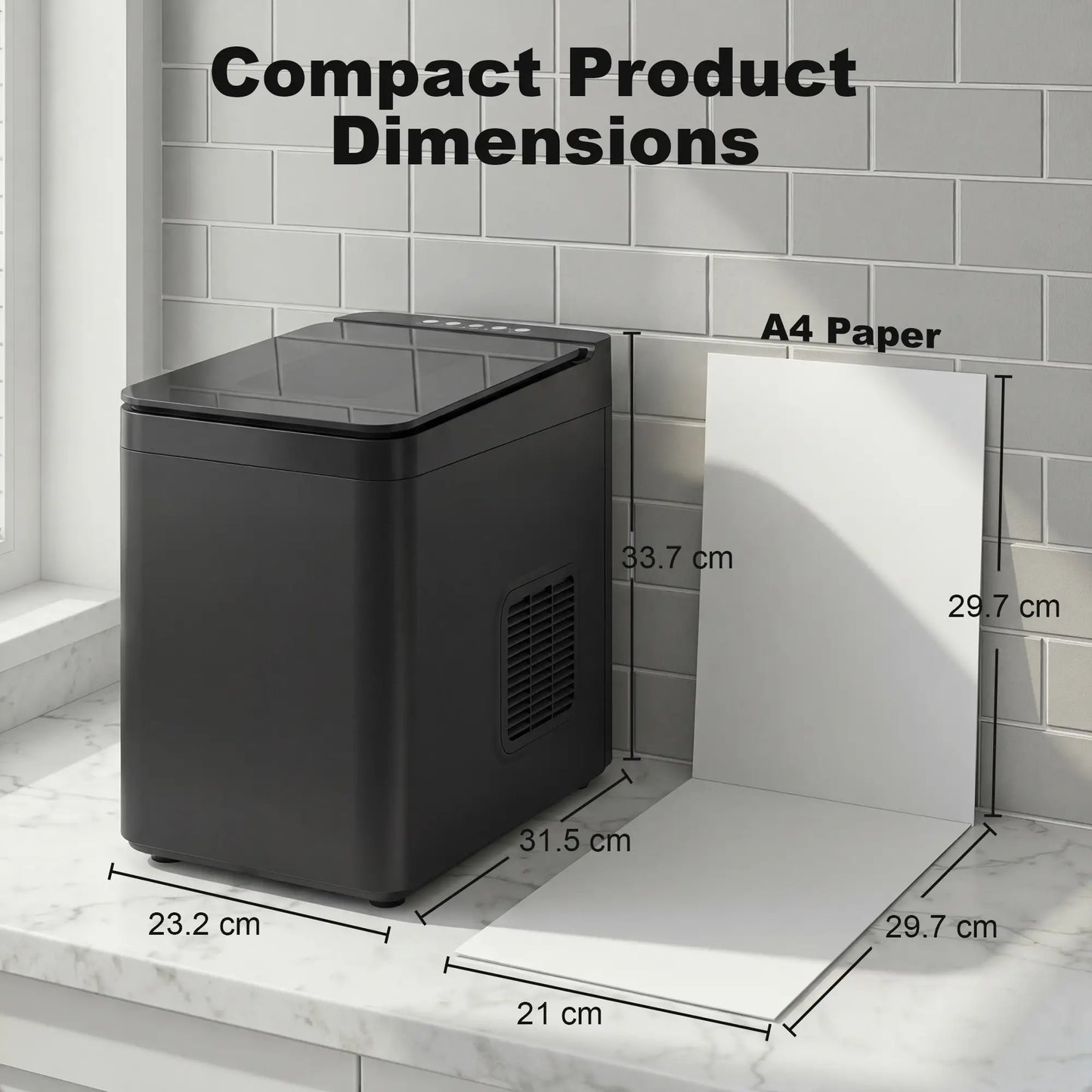 HOMCOM Countertop Ice Maker Machine Self-Cleaning Compact Ice Machine with Ice Scoop & Basket, Black