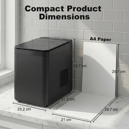 HOMCOM Countertop Ice Maker Machine Self-Cleaning Compact Ice Machine with Ice Scoop & Basket, Black