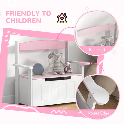 AIYAPLAY 2-in-1 Toy Box Bench for Kids Storage with Lid for Bedroom, Nursery, Playroom, Pink