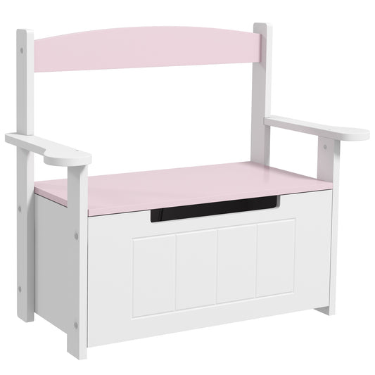 AIYAPLAY 2-in-1 Toy Box Bench for Kids Storage with Lid for Bedroom, Nursery, Playroom, Pink