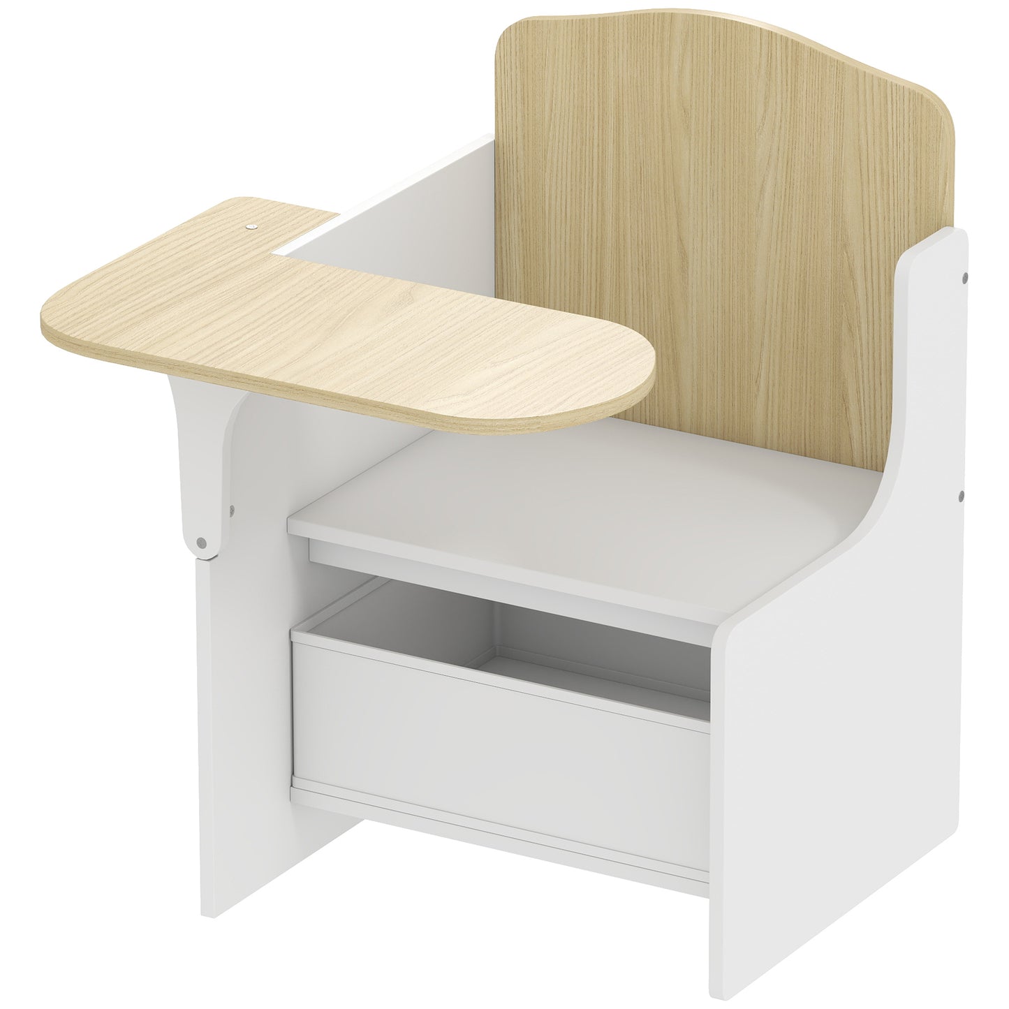 AIYAPLAY Kids Table & Chair Set, Children Desk & Chair with Storage Bins for Playing, Reading, Painting, White