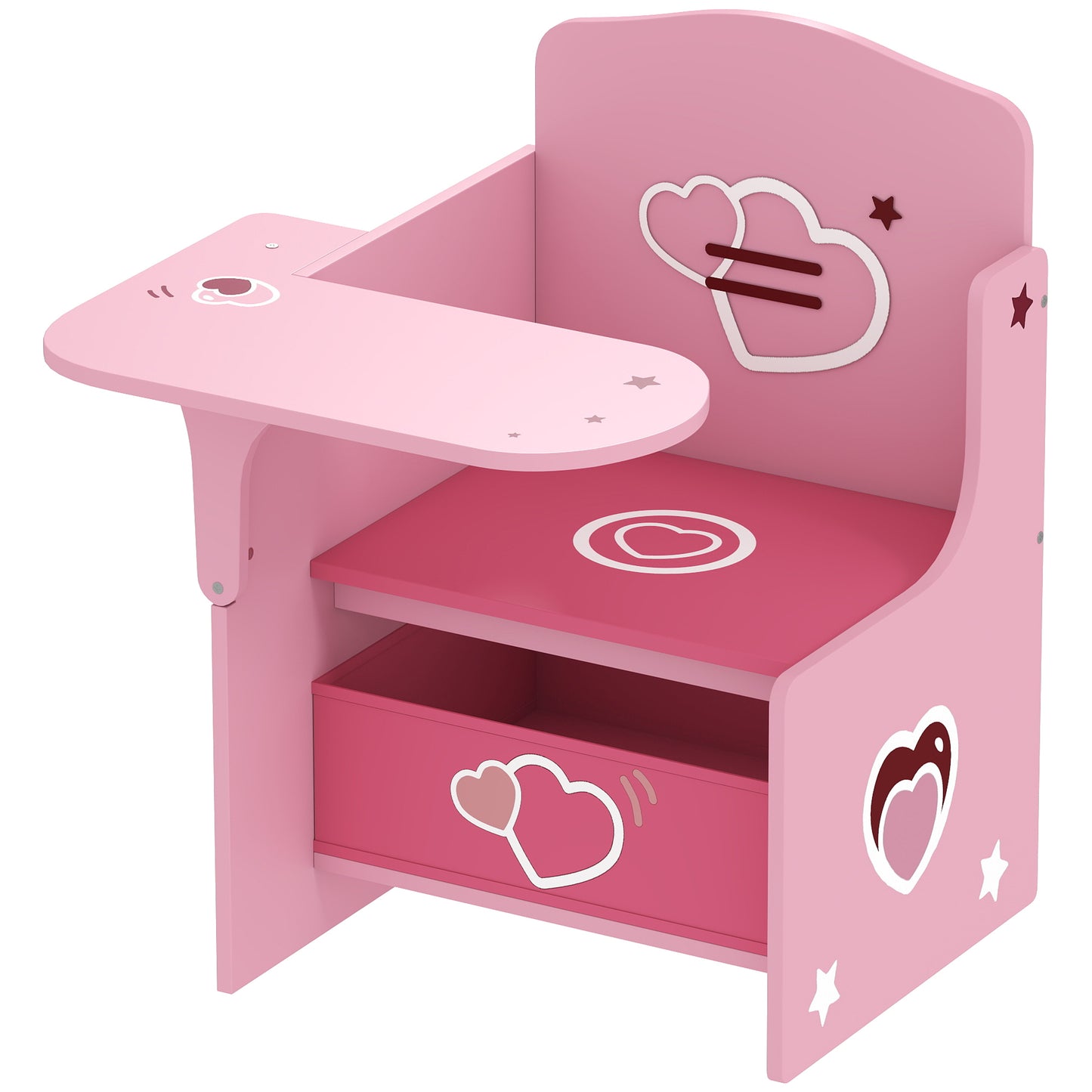 AIYAPLAY Kids Table & Chair Set, Children Desk & Chair with Storage Bins for Playing, Reading, Pink