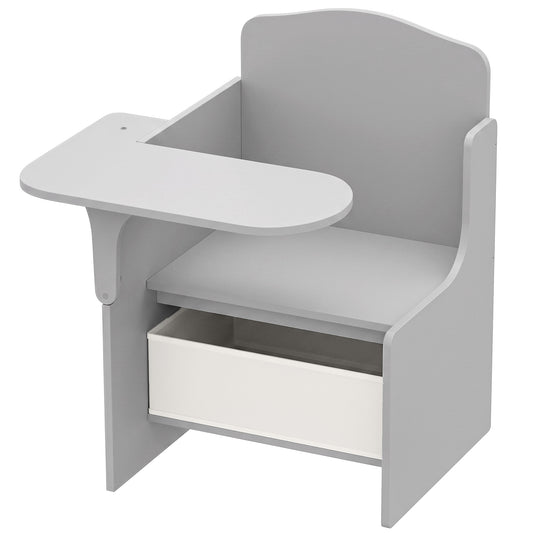 AIYAPLAY Kids Table and Chair Set, Children Desk with Storage Bins for Playing, Reading for Ages 3-5, Grey