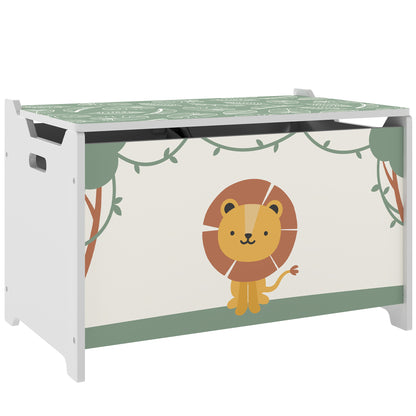 AIYAPLAY Toy Storage Organiser Box with Lid, Safety Hinges and Groove Handles for Kids, Playroom, Green