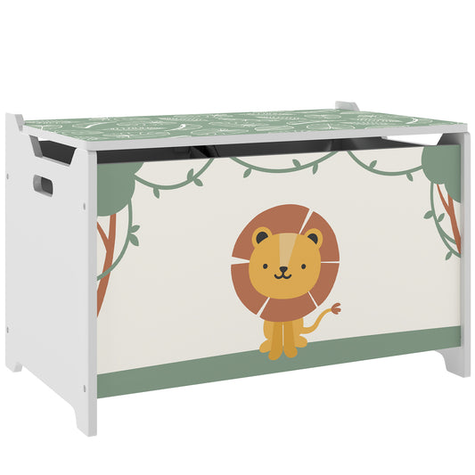 AIYAPLAY Toy Storage Organiser Box with Lid, Safety Hinges and Groove Handles for Kids, Playroom, Green
