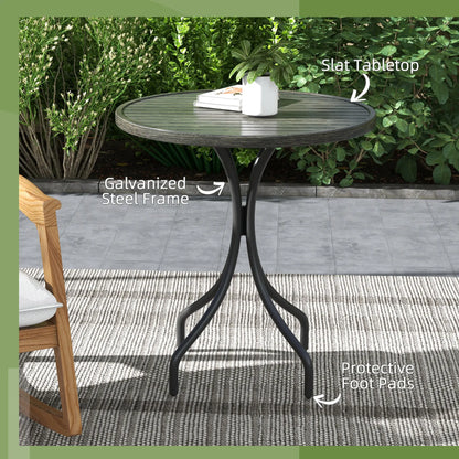 Outsunny Φ66cm Galvanised Steel Outdoor Round Garden Table - Grey