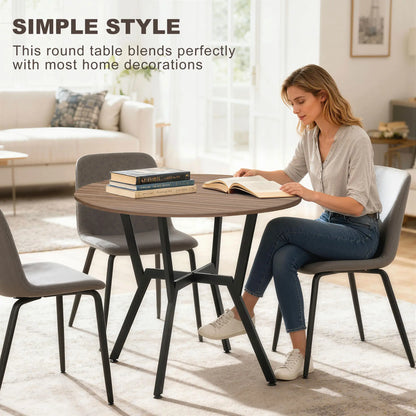 HOMCOM Dining Table, Round Kitchen Table with Black Legs, Anti-Slip Foot Pads, Brown