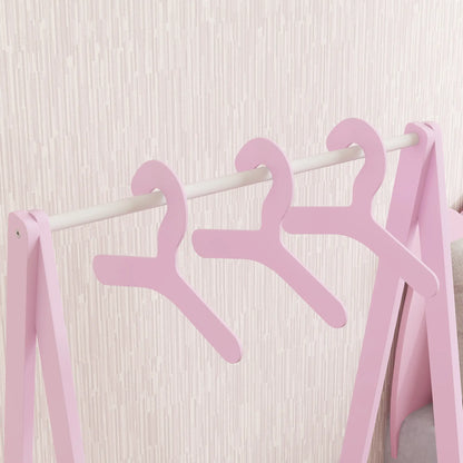 AIYAPLAY Kids Baby Clothing Rack with Hangers, Storage Shelf, Star Theme for Ages 3-6, Pink
