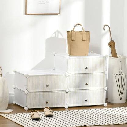 HOMCOM Six Cube Boxes Modular Storage Unit - White