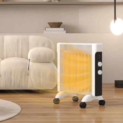 HOMCOM 2kW Electric Space Heater, 10-45℃ Temperature with Four Wheels - White