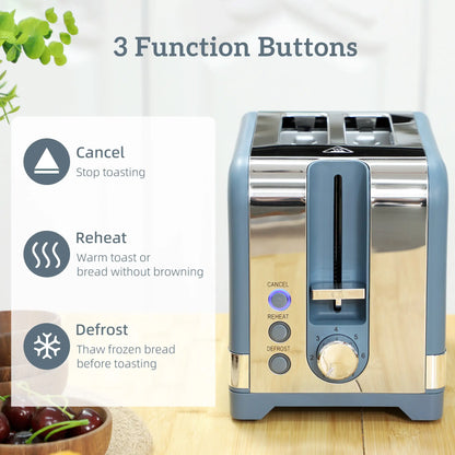 HOMCOM Sleek Textured Kettle and Toaster Set - Blue