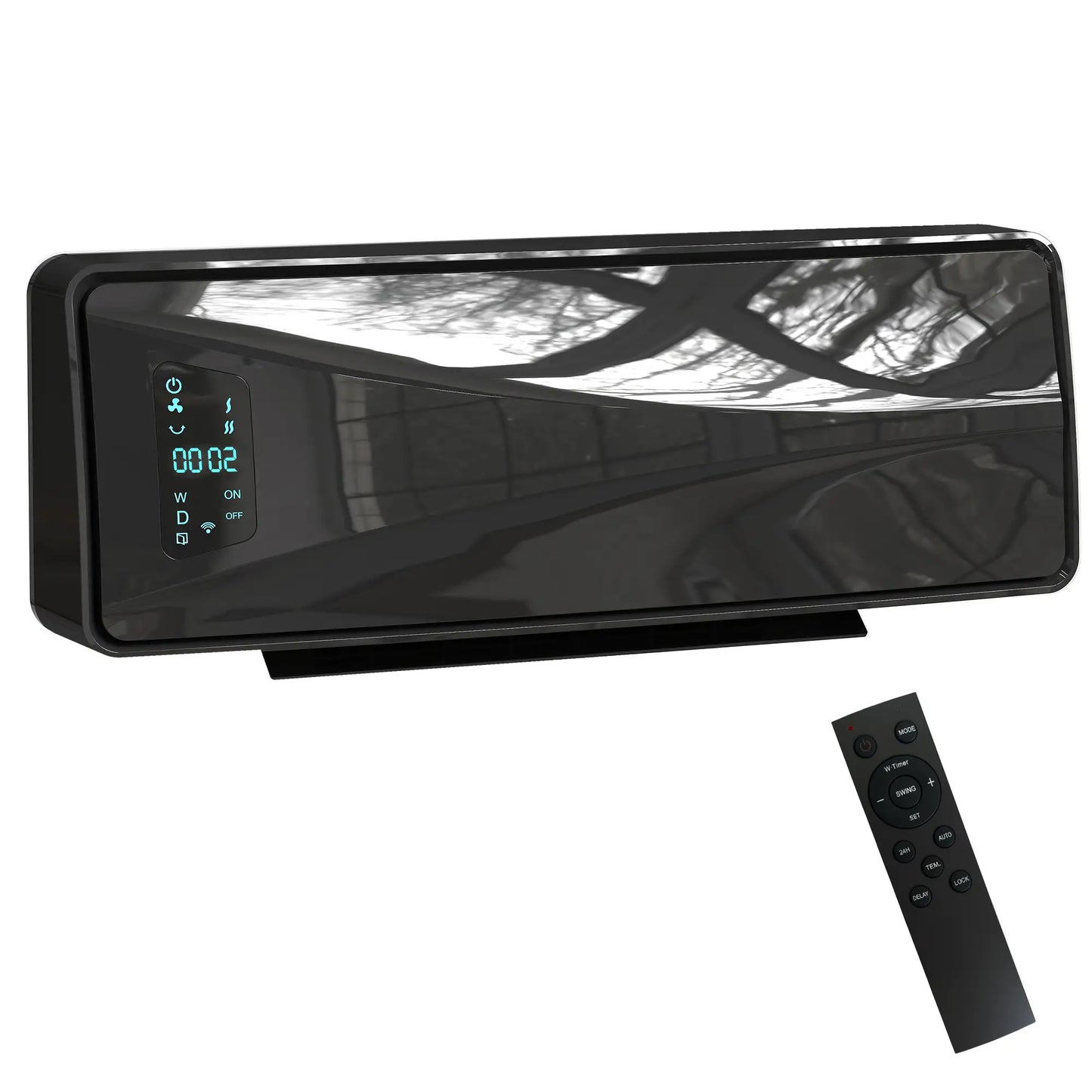 HOMCOM 2000W Ceramic Electric Heater with Fan, Adjustable Thermostat, Wall Mounted - Black