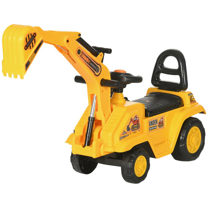 HOMCOM 2 in 1 Kids Ride On Tractor Pull Cart with Bucket, Under Seat Storage for 1.5-4 Years, Yellow