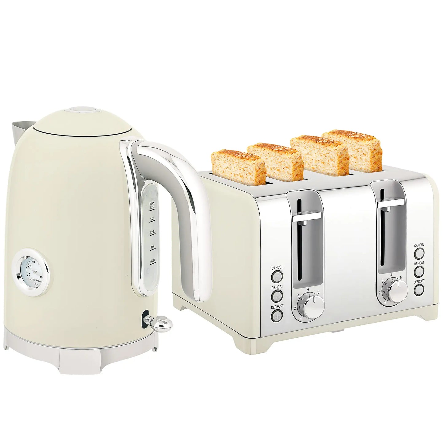 HOMCOM Retro 3000W Kettle and Toaster Kitchen Set