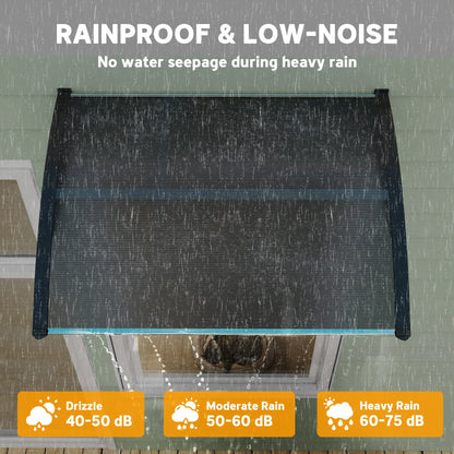 Outsunny Front Door Canopy Outdoor Awning Aluminium Rigid Plastic Polycarbonate Rain Shelter, Black
