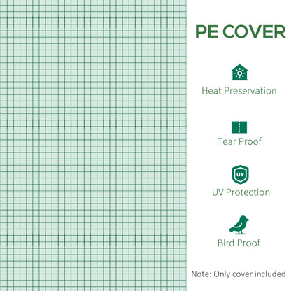 Outsunny Tunnel Walk-in Greenhouse Replacement Cover Winter Garden Plant PE Cover with Roll-up Windows Door Outdoor, Green