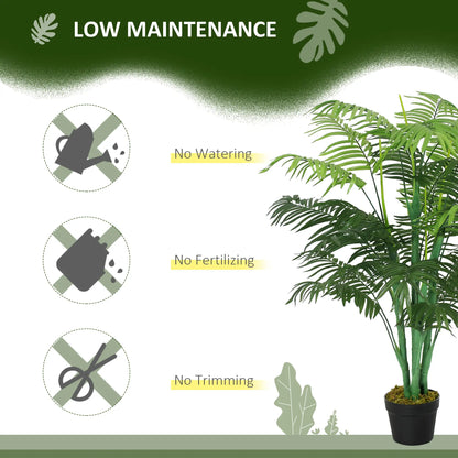 Outsunny Artificial Palm Plant Decorative Tree with Nursery Pot, Fake Plastic Indoor Home Office Décor, Green