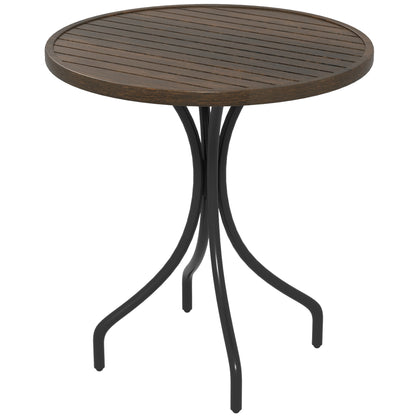 Outsunny Φ66cm Galvanised Steel Outdoor Garden Table - Brown