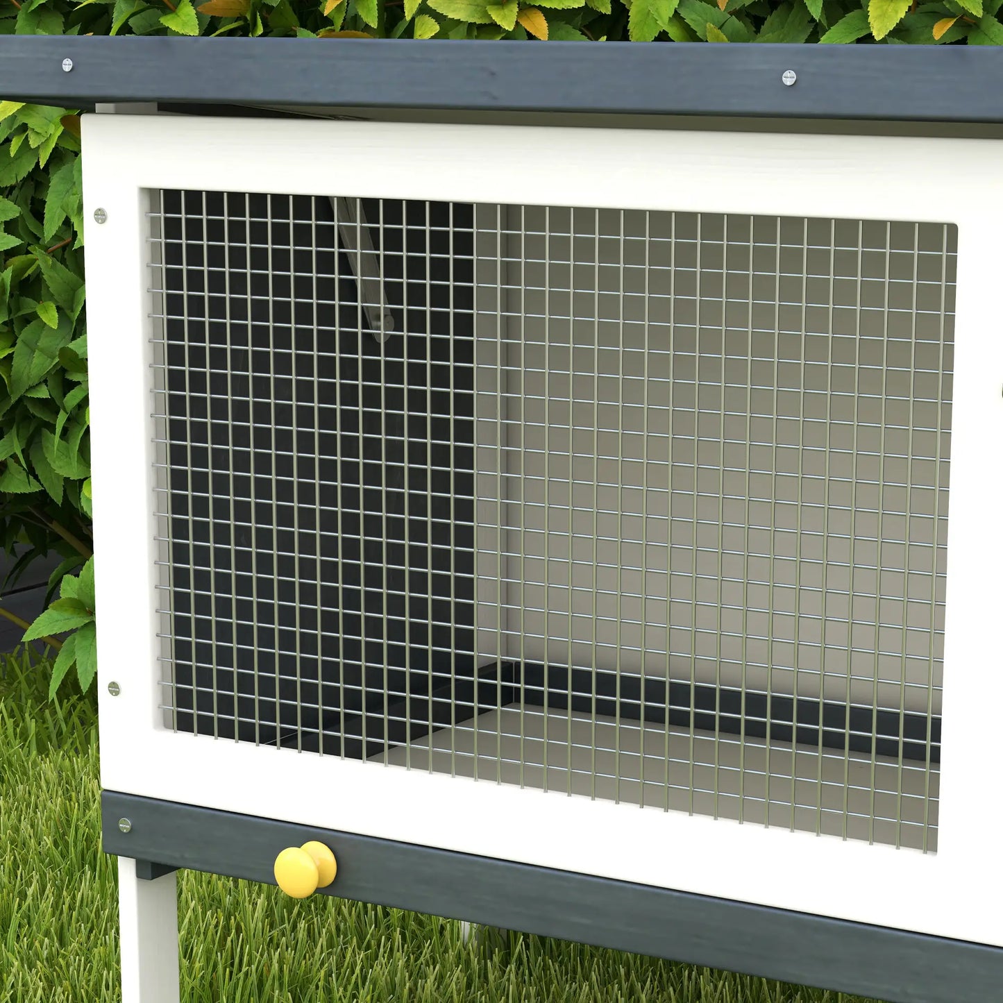 PawHut Wooden Rabbit Hutch Guinea Pig Hutch Bunny Cage Small Animal Habitat Openable Asphalt Roof for Outdoor Use