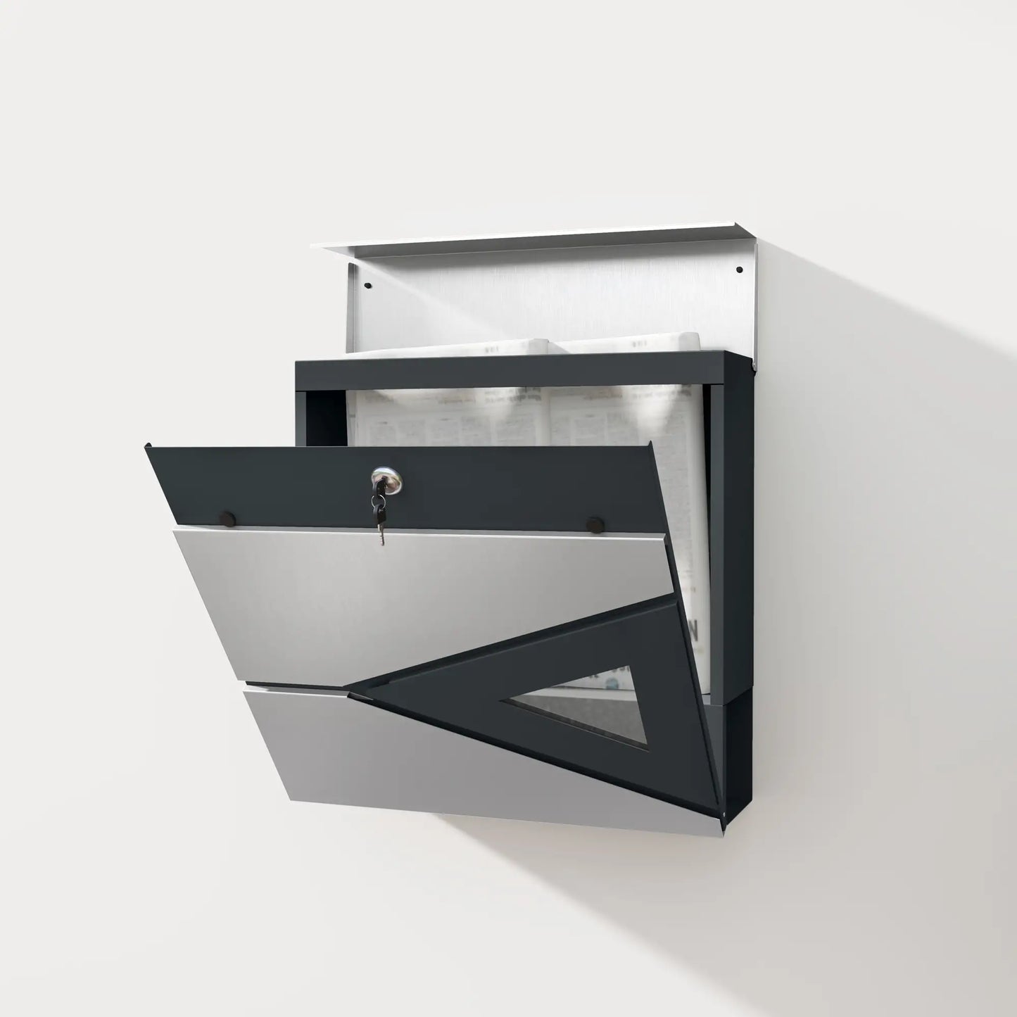 HOMCOM Wall Mounted Post Box with Viewing Window, 2 Lock, Modern Galvanised Steel Mailbox Weatherproof Letterbox