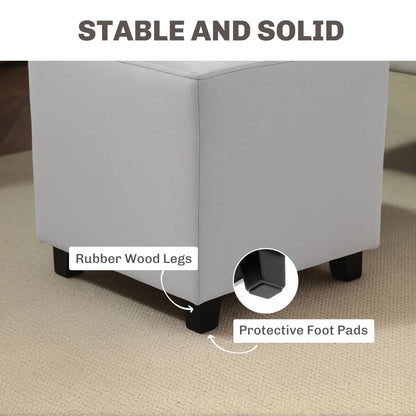 HOMCOM Velvet-Feel Square Ottoman Lightweight Footstool - Light Grey