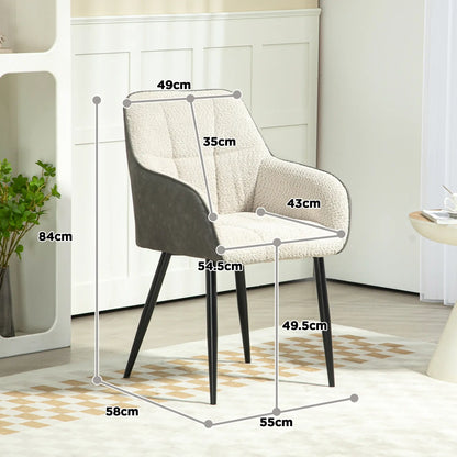 HOMCOM Accent Chair with Foot Pads, Upholstered Armchair with Chenille Fabric Front and PU Back, for Living Room Bedroom, Cream White