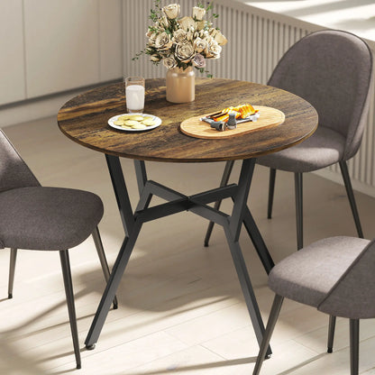 HOMCOM Dining Table, Round Kitchen Table with Anti-Slip Foot Pads for Living Room, Dining Room, Rustic Brown
