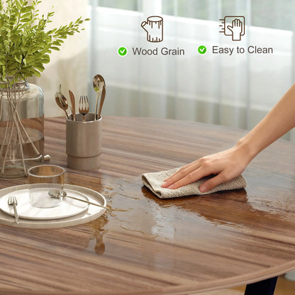 HOMCOM Dining Table, Round Kitchen Table with Black Legs, Anti-Slip Foot Pads, Brown
