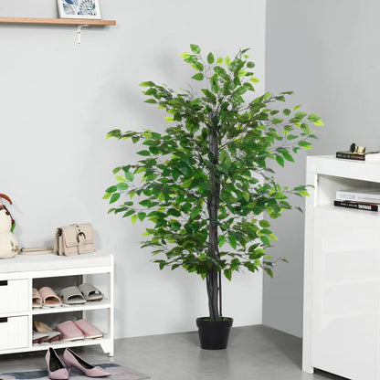 Outsunny Artificial Banyan Tree in Pot, Fake Plant for Home Indoor Decor, 90cm