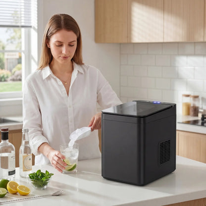 HOMCOM Countertop Ice Maker Machine Self-Cleaning Compact Ice Machine with Ice Scoop & Basket, Black
