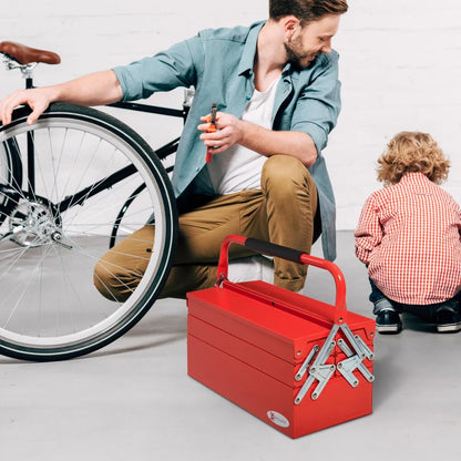 Cantilever tool box with layered compartments