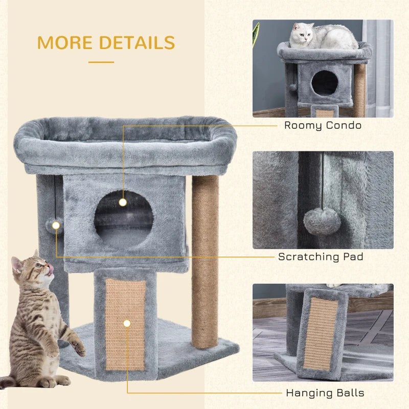 Cat relaxing on Pawhut indoor cat tree tower