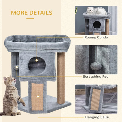 Cat relaxing on Pawhut indoor cat tree tower