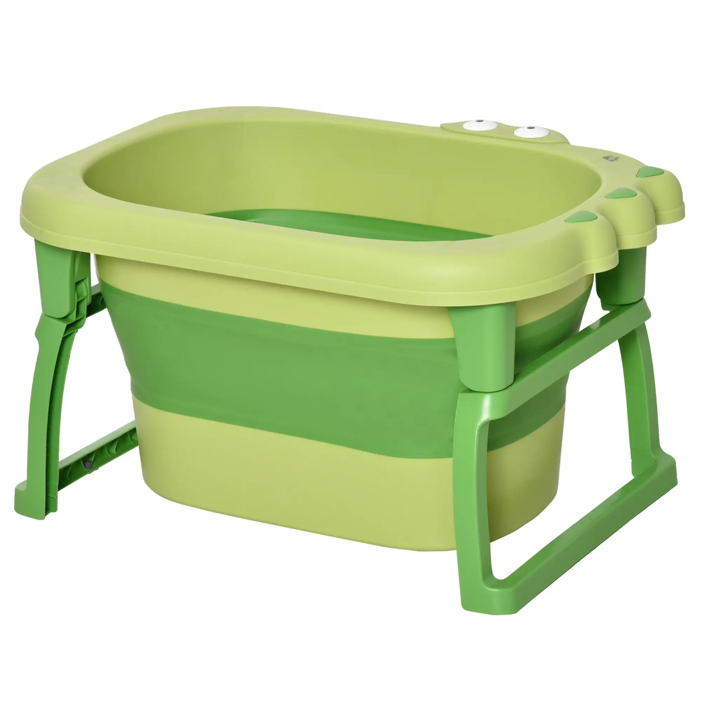 HOMCOM Foldable Kids Baby Bathtub Bucket, with Stool - Green