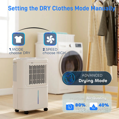 HOMCOM 12L Dehumidifier Air Purifier with Touch Panel LED Screen - White