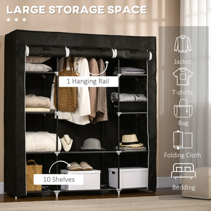 Clothes Storage Organiser with Hanging Rail, Shelves
