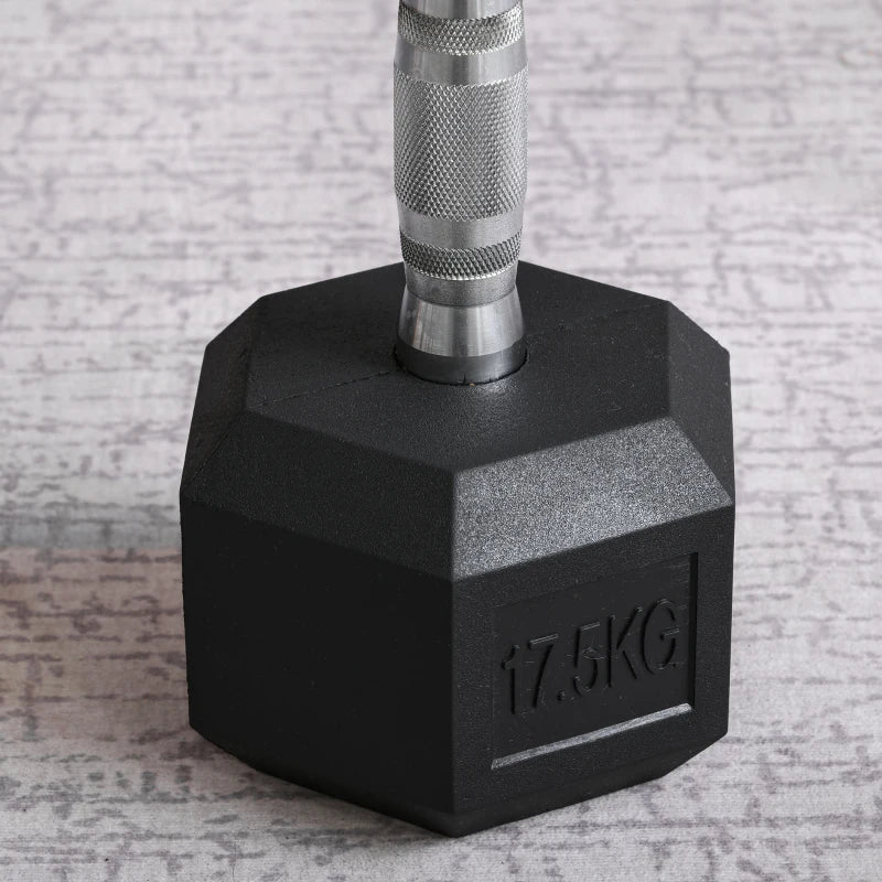 Compact rubber hex dumbbell set for small spaces