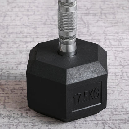 Compact rubber hex dumbbell set for small spaces