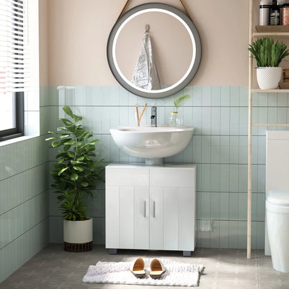 Compact white MDF bathroom cabinet, 60x30x60 cm