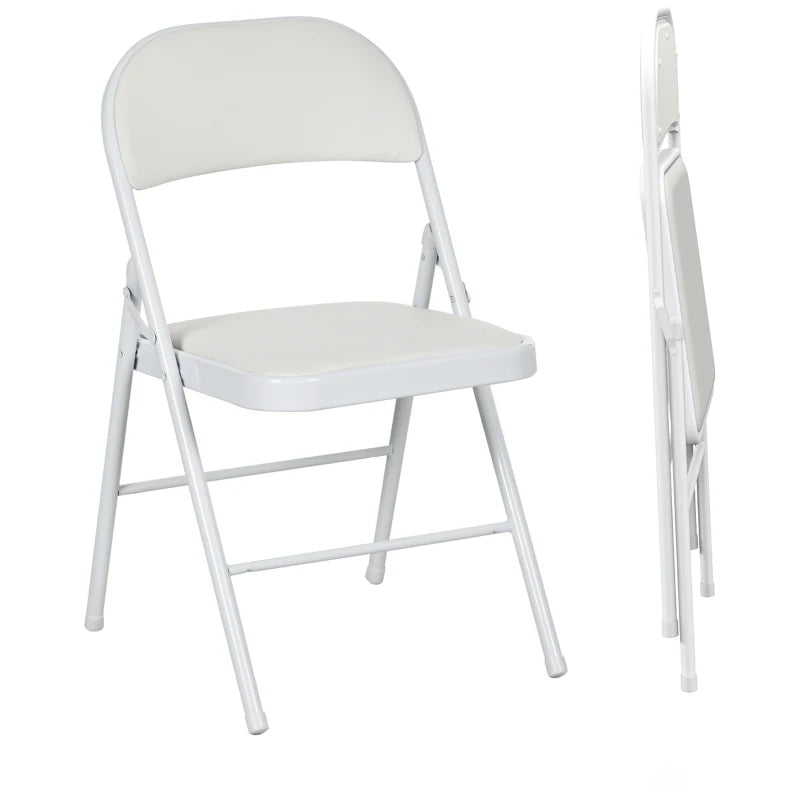Cushioned Steel Folding Chair Leather seat
