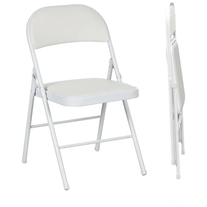 Cushioned Steel Folding Chair Leather seat