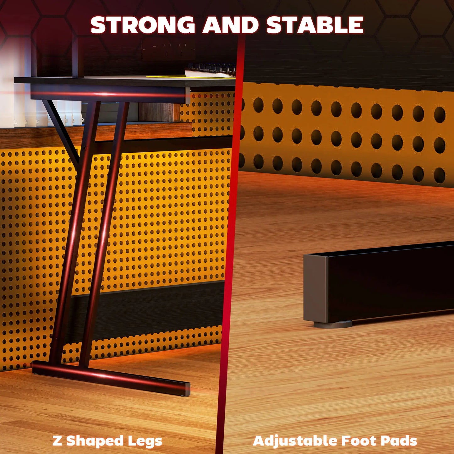 HOMCOM Two-Level LED Gaming Desk, Office Home Computer Table - Black