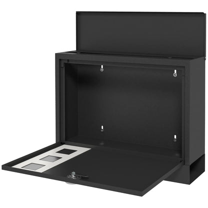 HOMCOM Wall Mounted Letterbox, Weatherproof Post Box, Modern Mailbox with 2 Keys and Viewing Windows