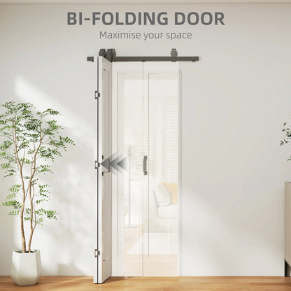 HOMCOM Slide Door, 70cm Modern Sliding Door Set Kit with Steel Rail, White