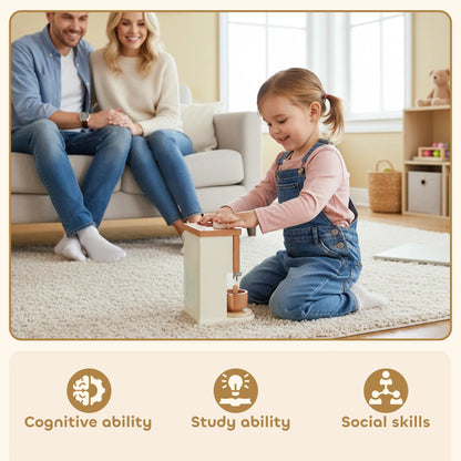 AIYAPLAY Kids Wooden Coffee Machine Toy, Pretend Play Kitchen Accessories Gift for Ages 3+