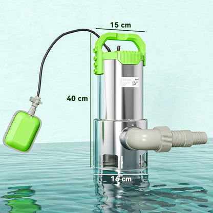 Outsunny 1100W Submersible Electric Water Sump Pump for Dirty/Clean Water with Portable and Lightweight, Green