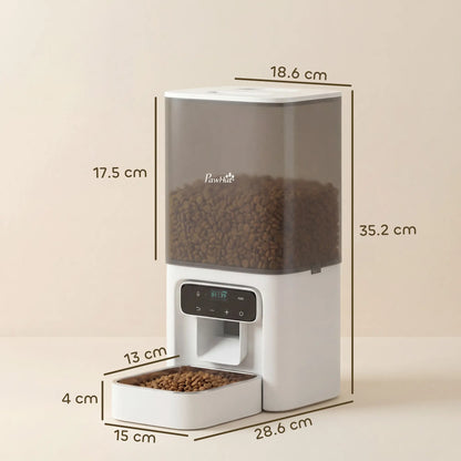 PawHut Programmable Automatic Cat Feeder with Timer Up to 6 Meals Per Day, 10s Voice Recorder, Portion Control