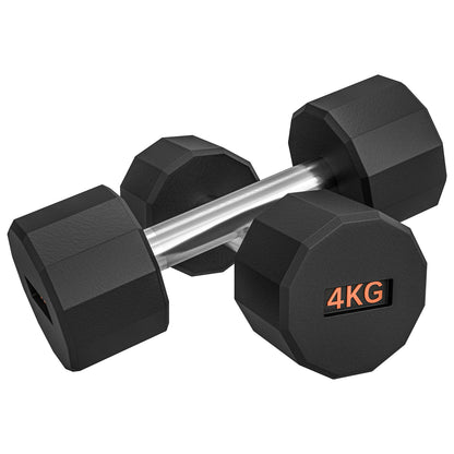 SPORTNOW Dumbbells Weights Set with 12-Sided Shape and Non-Slip Grip for Home Gym Workout, 2 x 4kg