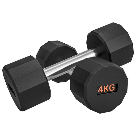 SPORTNOW Dumbbells Weights Set with 12-Sided Shape and Non-Slip Grip for Home Gym Workout, 2 x 4kg
